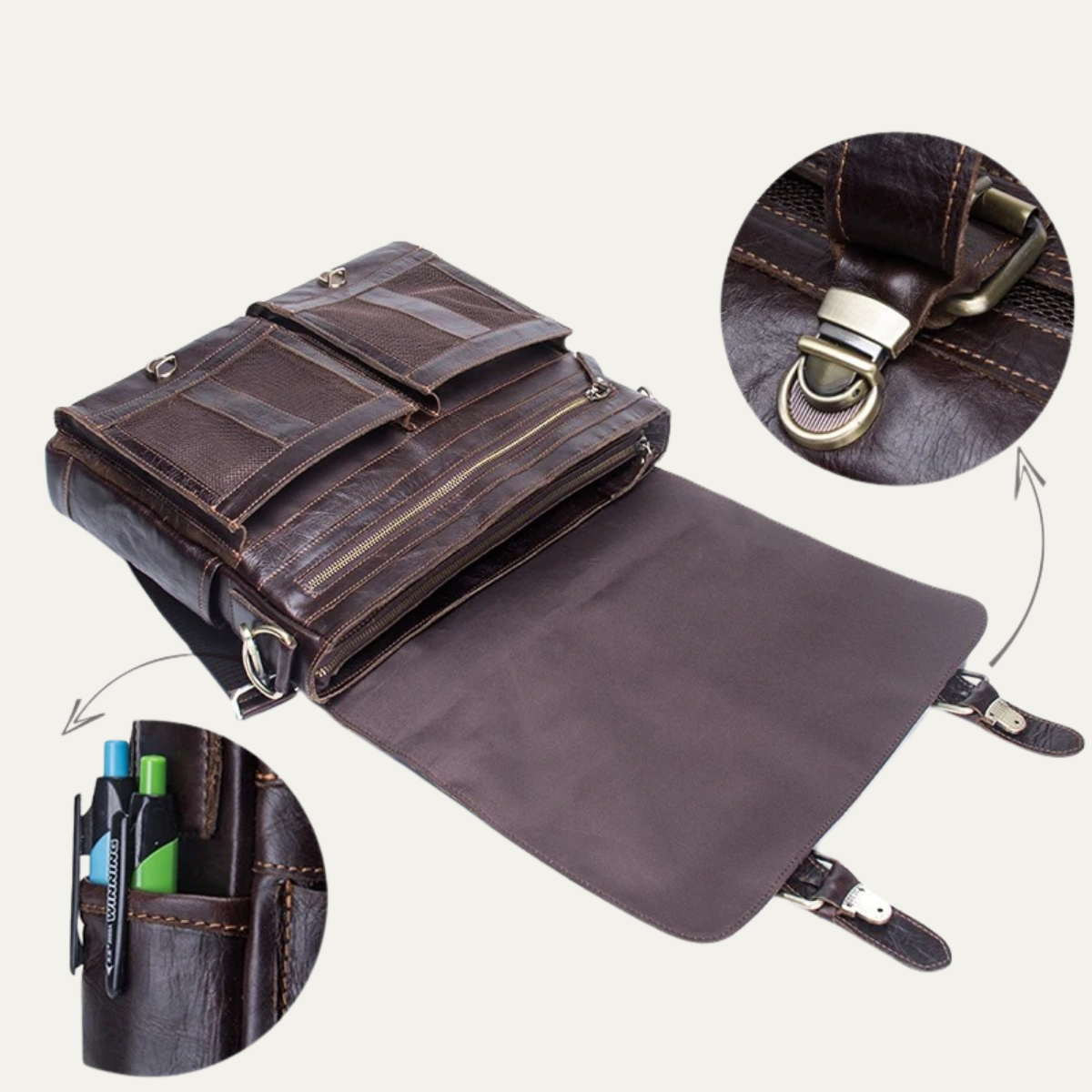 Men’s Vintage Business Messenger Leather Bag