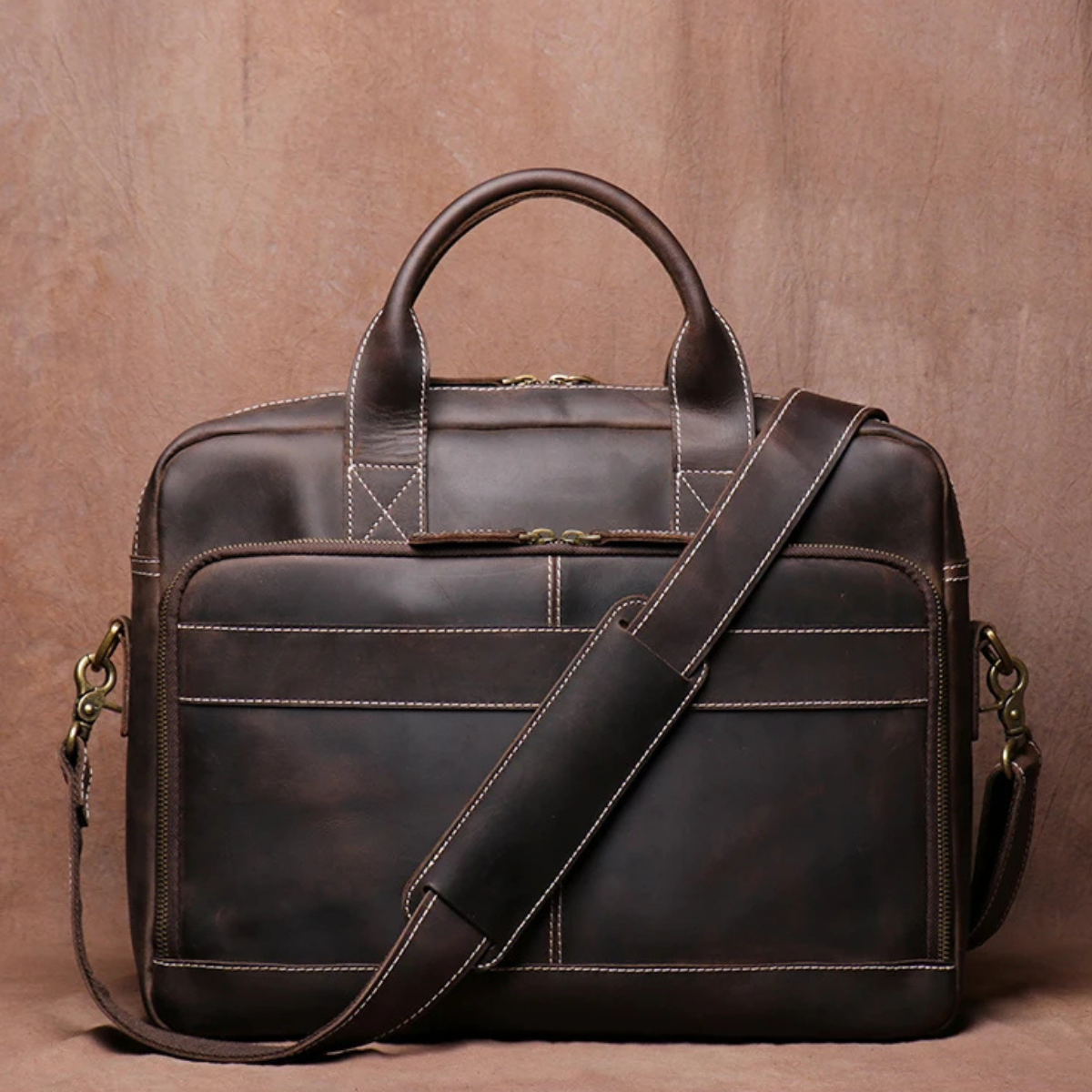 Men’s Vintage Business Leather Laptop Briefcase