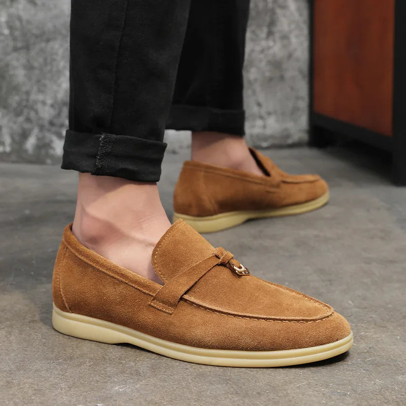 Men’s Suede Loafers with Tassels – Classic Slip On Casual Shoes