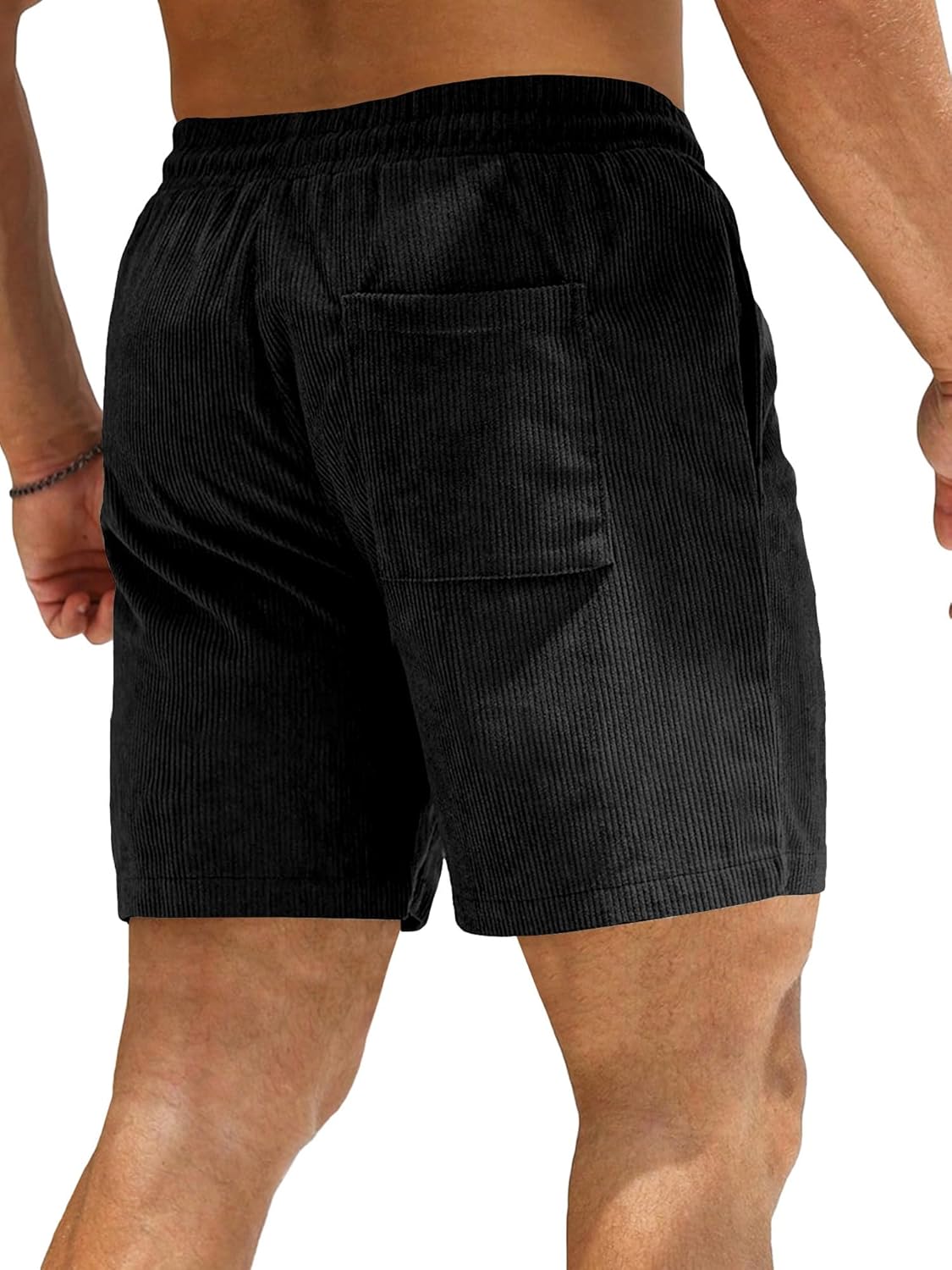 Men’s Corduroy Casual Shorts – Elastic Drawstring Summer Shorts