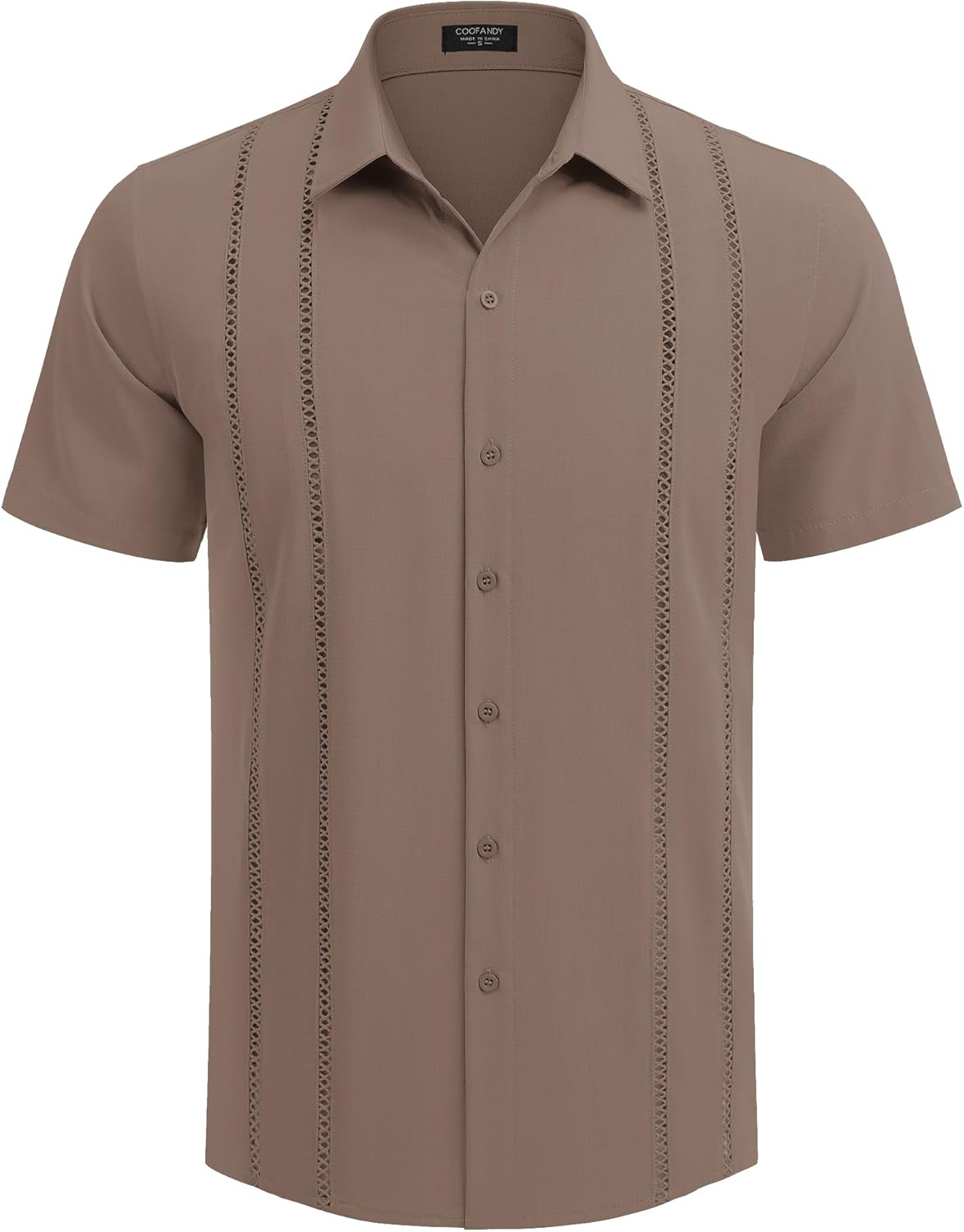 Men’s Button Down Shirt – Summer Embroidered Stripe Top