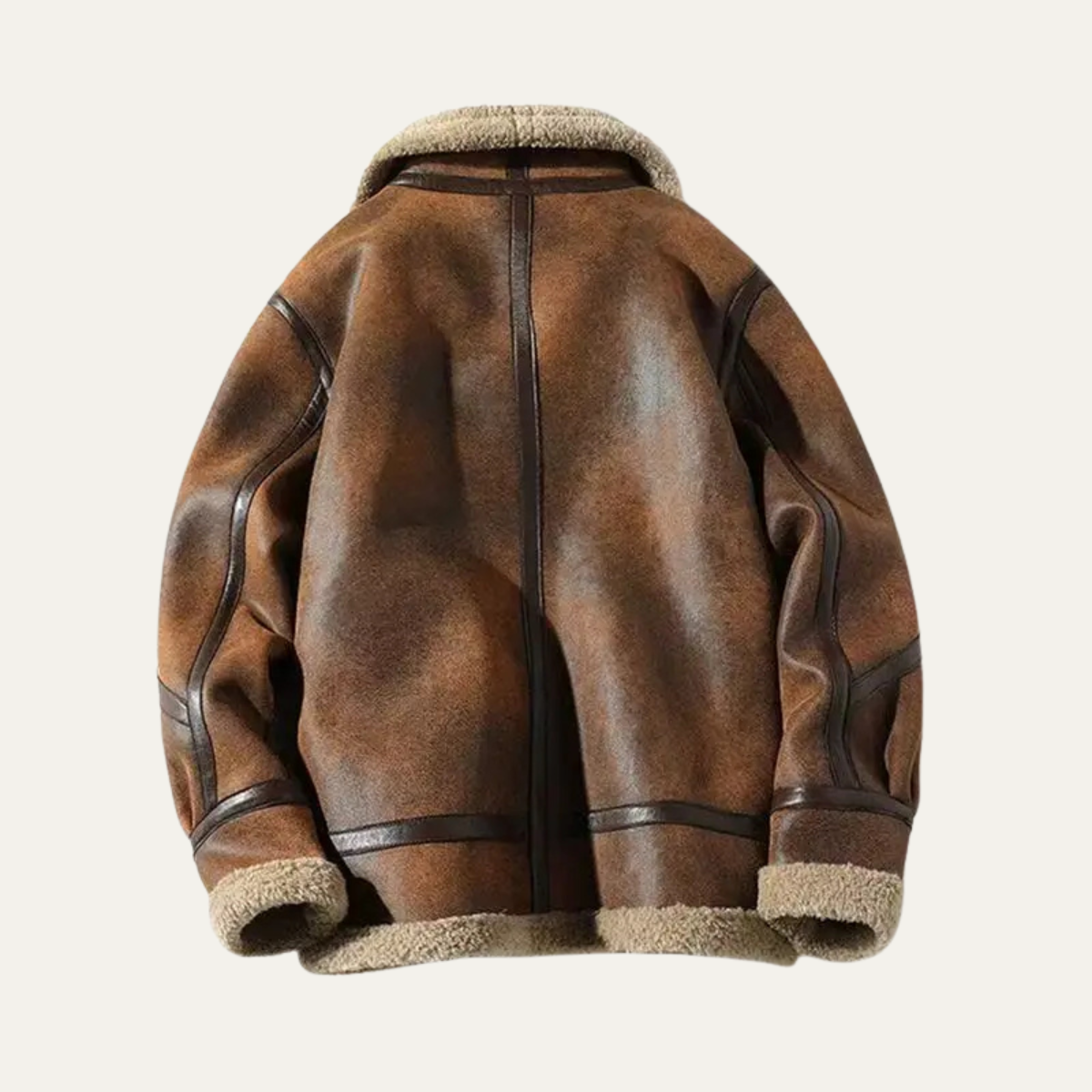 The Norcia Men’s Retro Shearling Leather Jacket with Warm Fur Lining