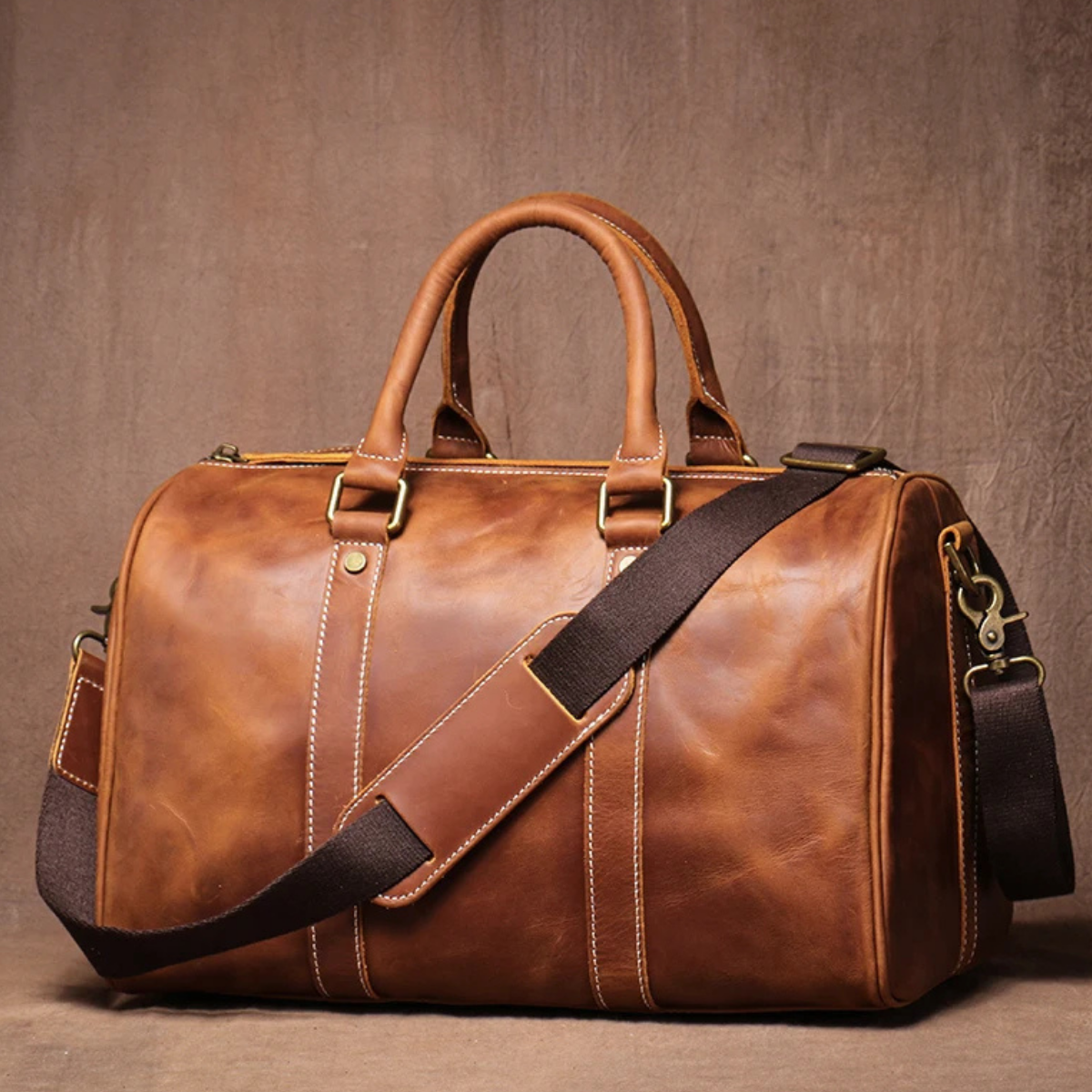 Men’s Retro Weekend Duffle Carry On Leather Luggage