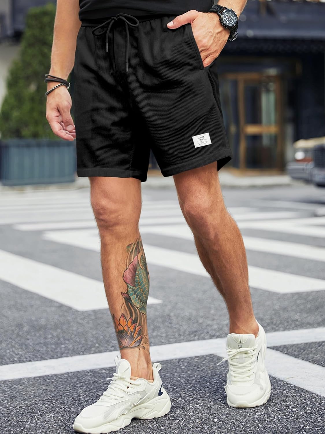 Men’s Corduroy Casual Shorts – Elastic Drawstring Summer Shorts