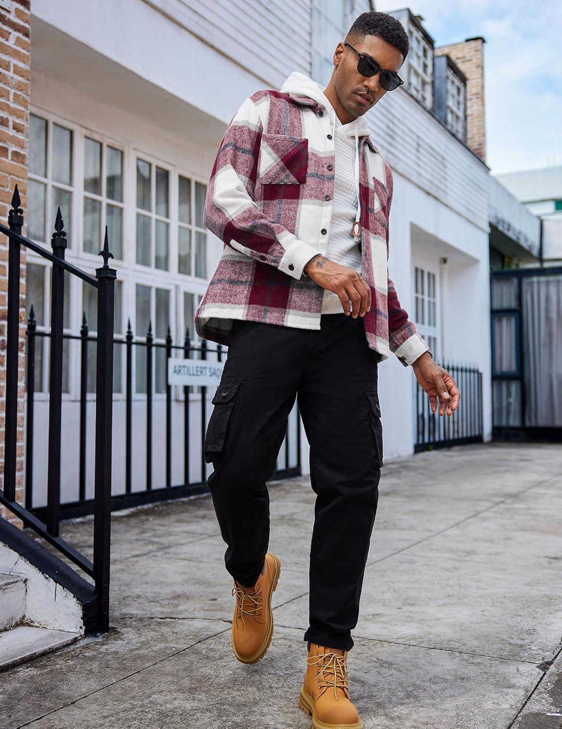 Men’s Plaid Button Up Shirt Jacket – Casual Long Sleeve Checked Overshirt