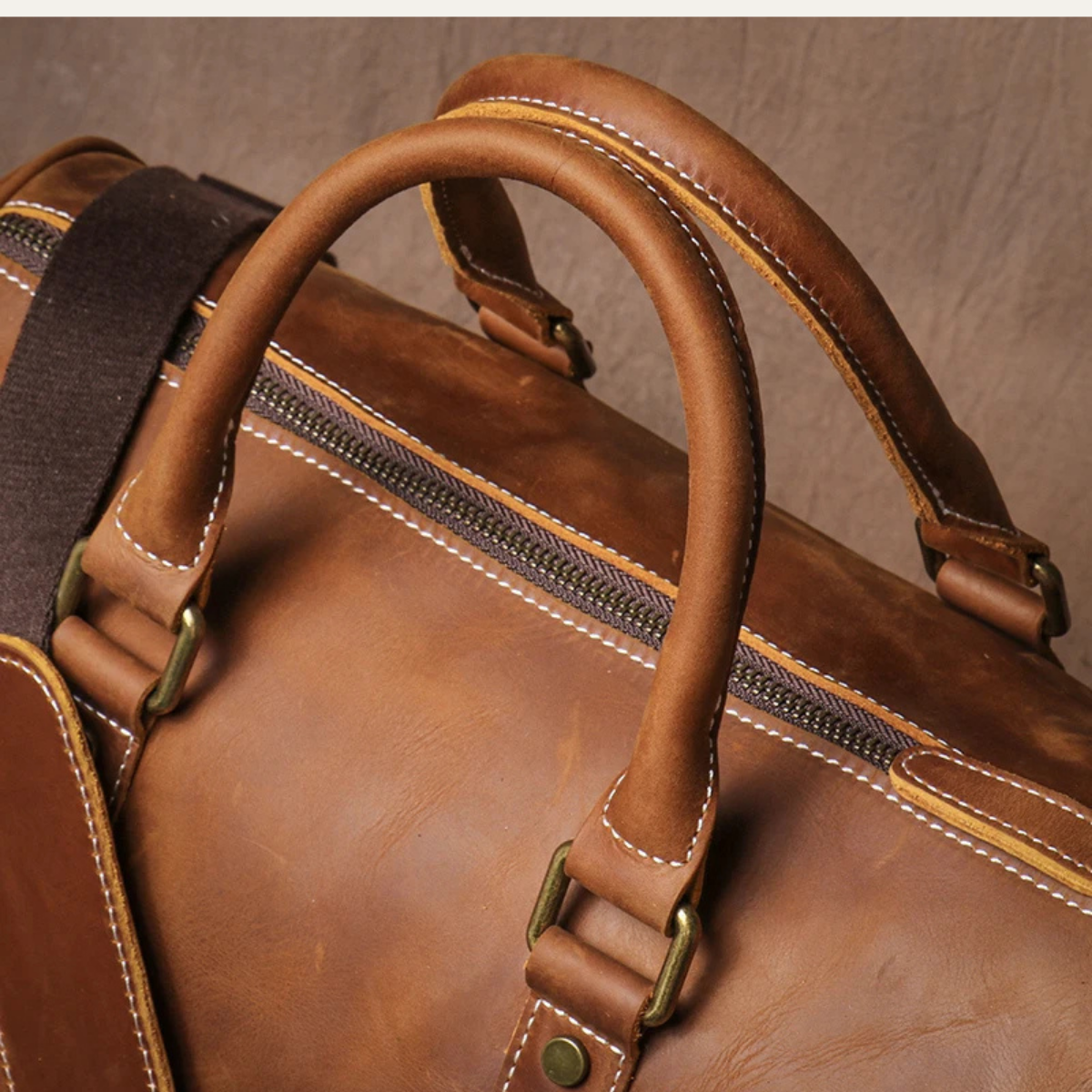 Men’s Retro Weekend Duffle Carry On Leather Luggage