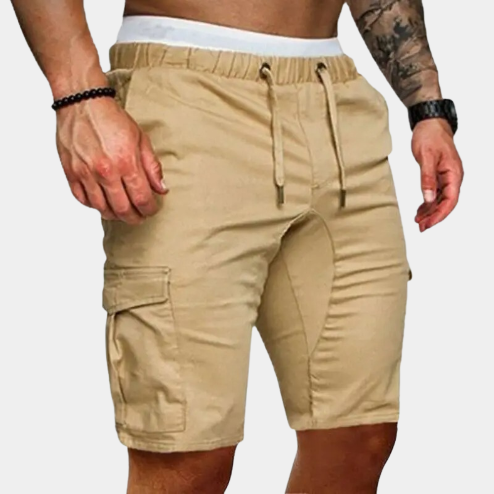 Adjustable Fit Knee-Length Cargo Shorts - Polyester Blend