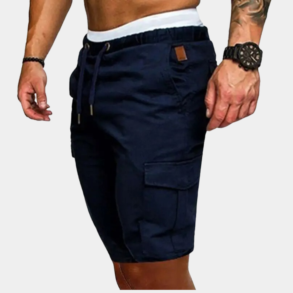 Adjustable Fit Knee-Length Cargo Shorts - Polyester Blend