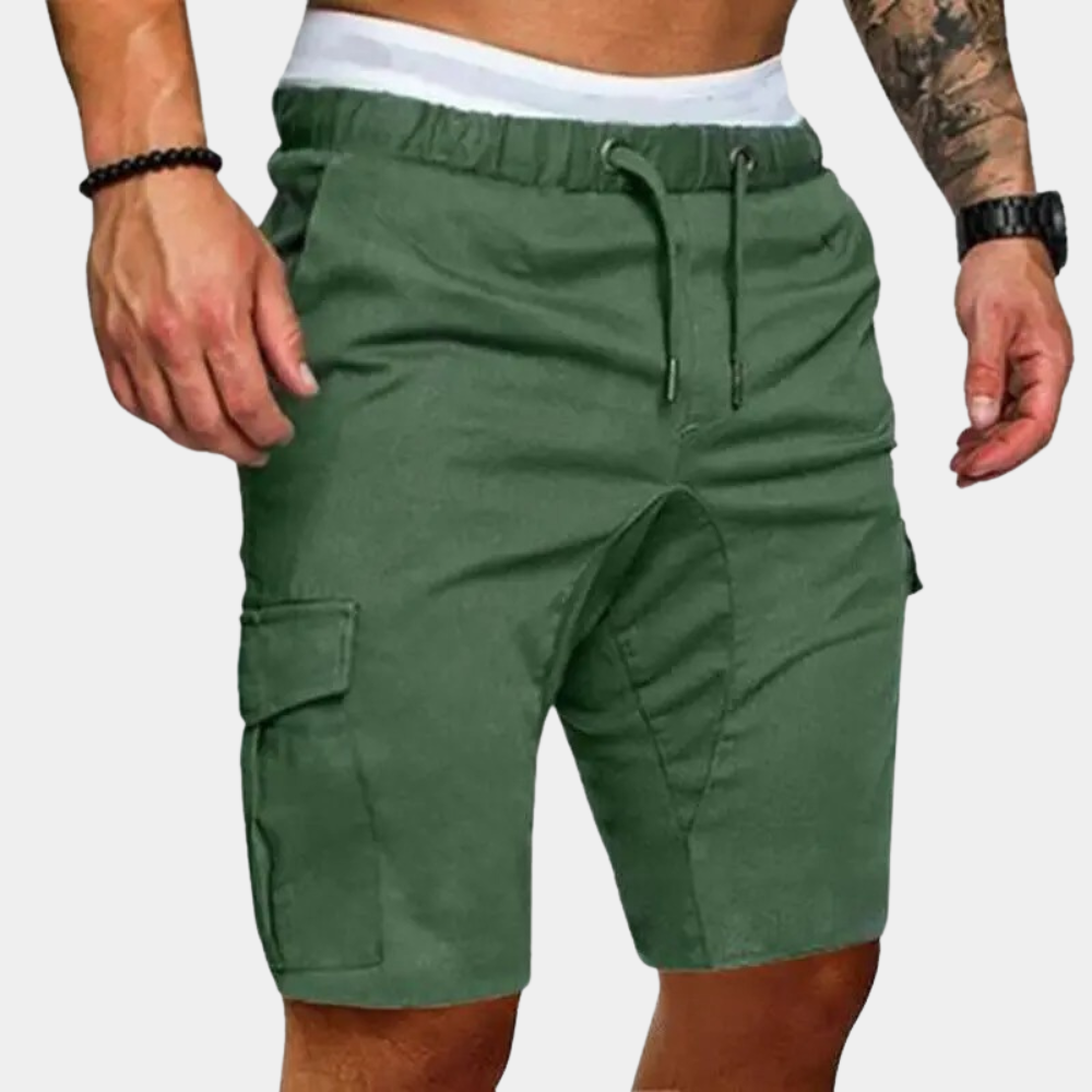 Adjustable Fit Knee-Length Cargo Shorts - Polyester Blend