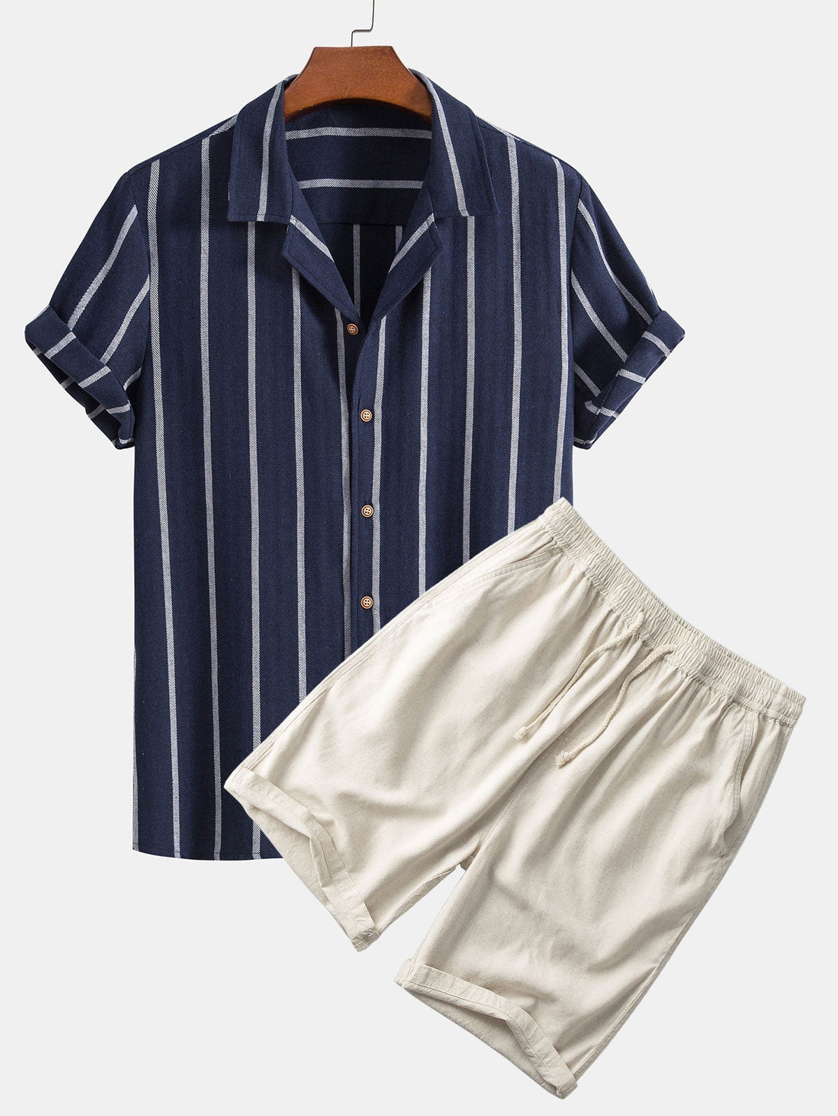 Relaxed Outfit - Polyester Blend Shirt with Quick-Dry Shorts