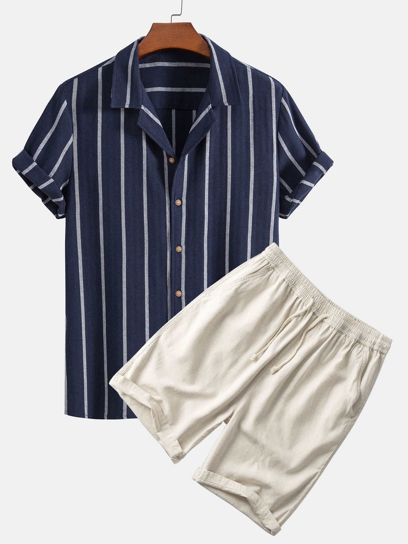 Relaxed Outfit - Polyester Blend Shirt with Quick-Dry Shorts