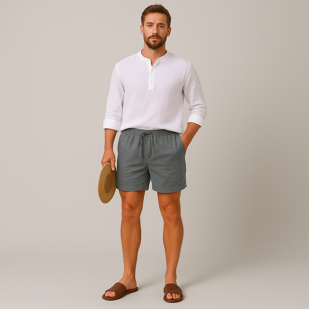 Men’s Lightweight Relaxed Fit Linen Summer Shorts-The British Gentlemen