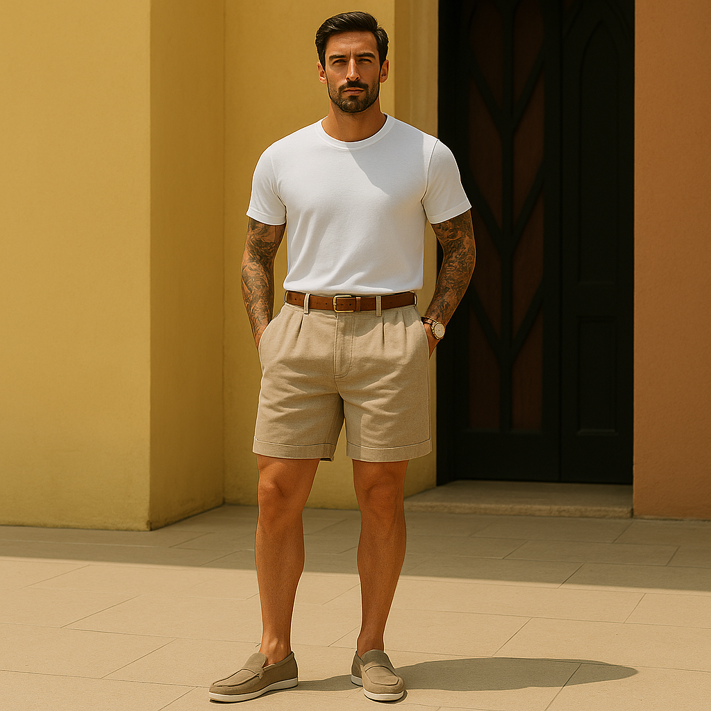 Men’s Tailored Linen Cotton Shorts Smart Lightweight-The British Gentlemen