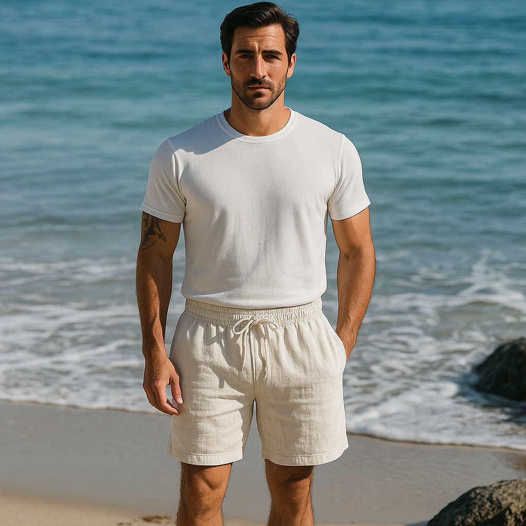Men Cotton Summer Look Lightweight Linen Shorts-The British Gentlemen