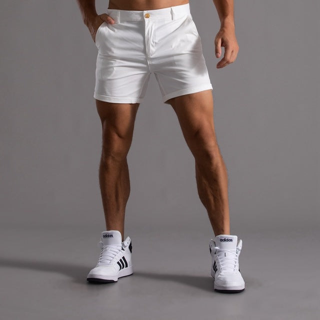 Mid-Waist Chino Shorts - Straight Fit, Knee-Length