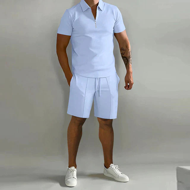 Collared Polo Set – Breathable Polyester Blend Top