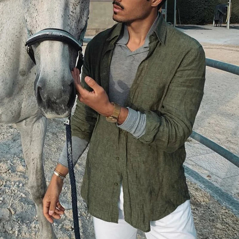 Men’s Casual Linen Shirt – Breathable Summer Button Up