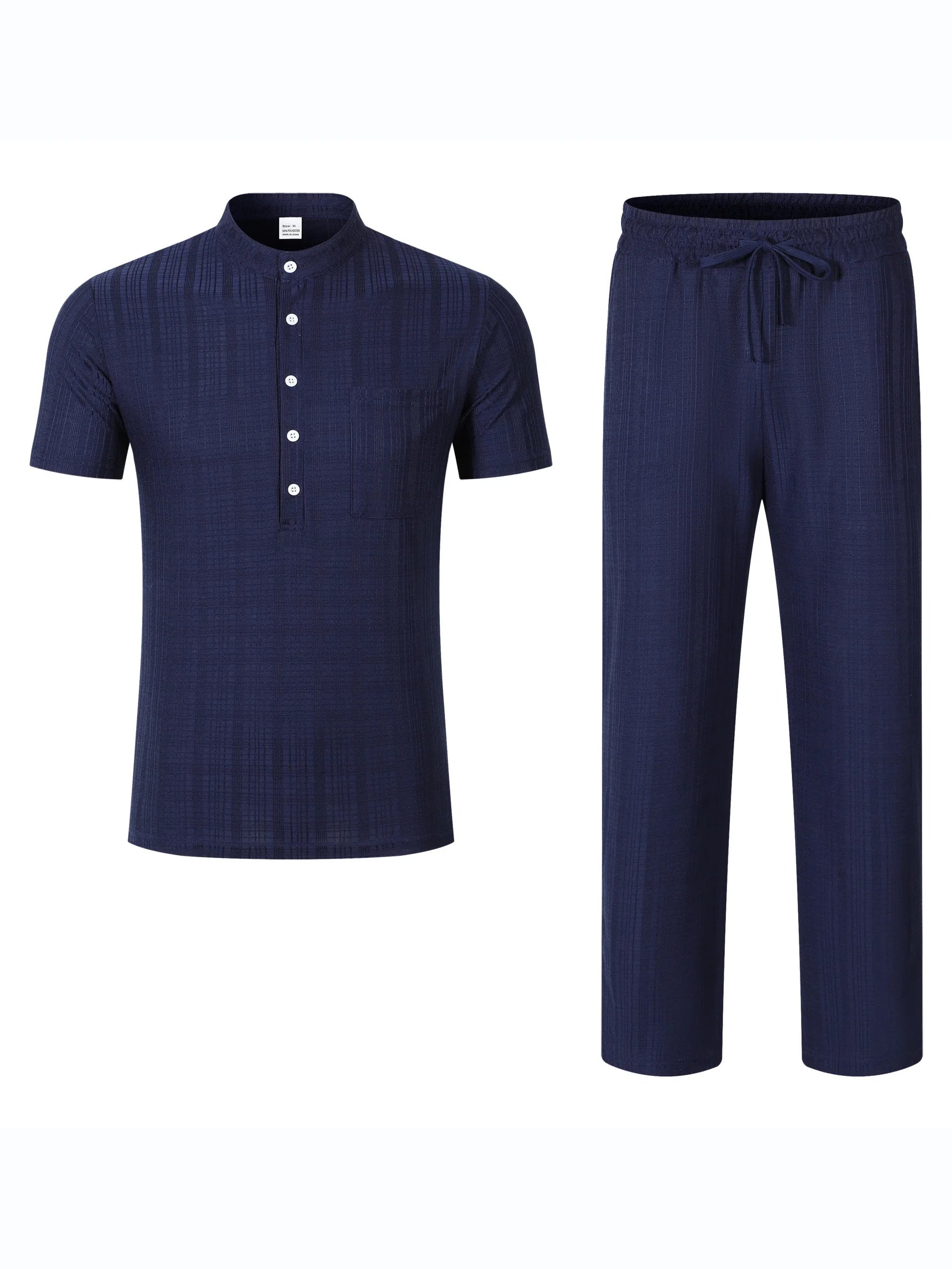 Men’s Beach Outfit Set – Short Sleeve Top and Relaxed Pants