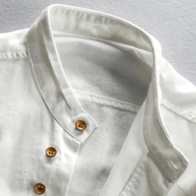 Mandarin Collar Button-Front Shirt for Effortless Movement
