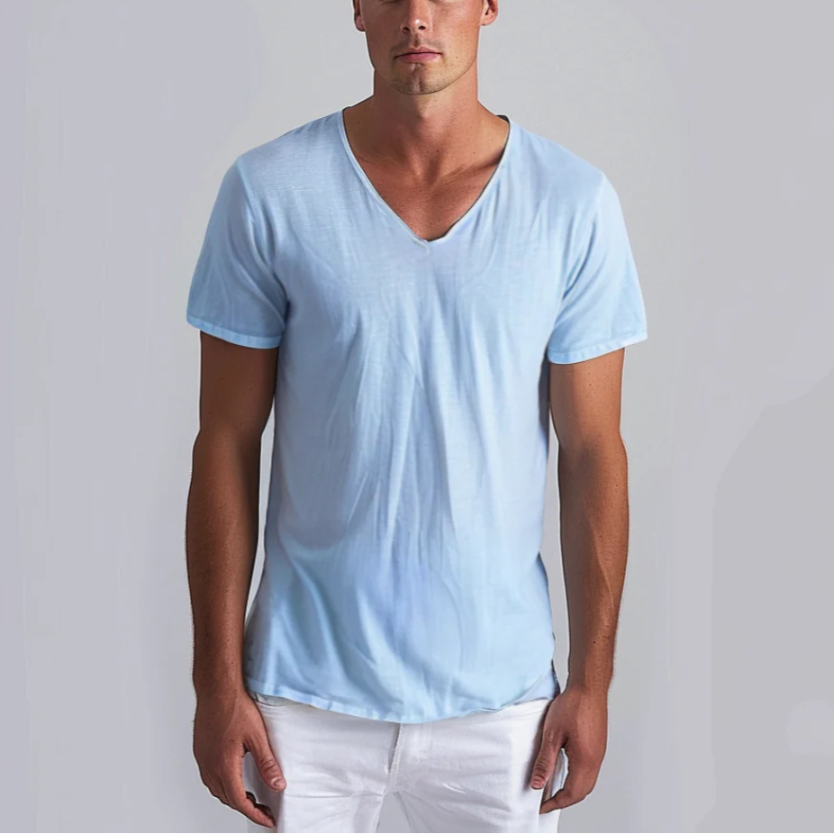 Lightweight V-Neck T-Shirt – Breathable Fabric for Comfort