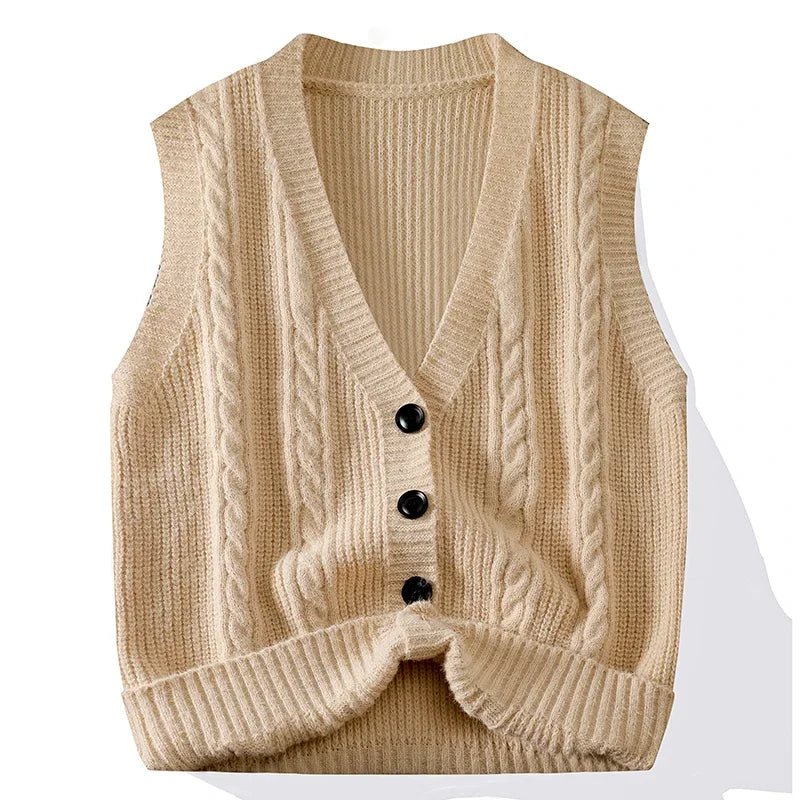 Men’s Casual Knitted Button Front Vest