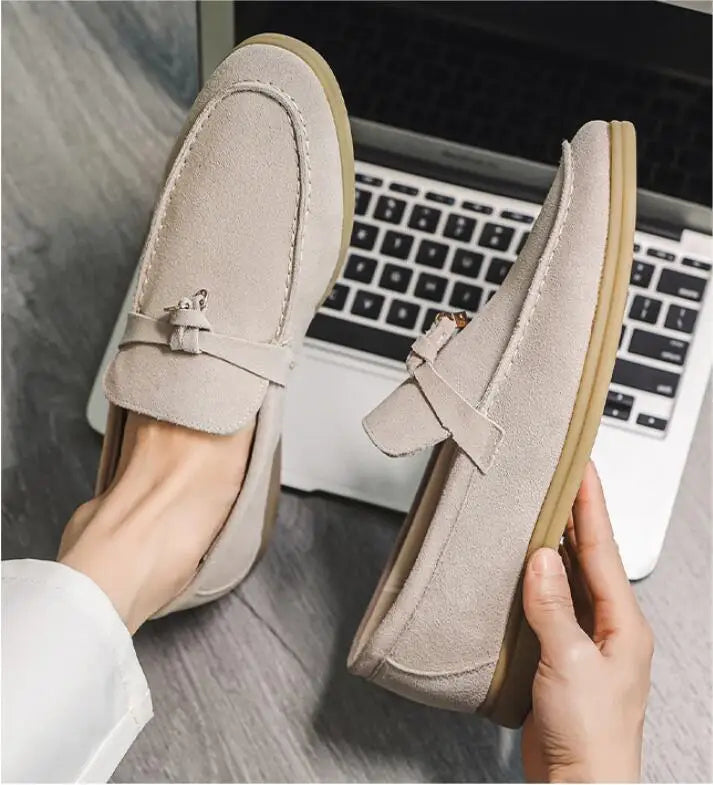 Men’s Suede Loafers with Tassels – Classic Slip On Casual Shoes