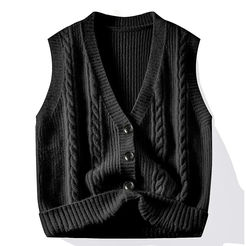 Men’s Casual Knitted Button Front Vest