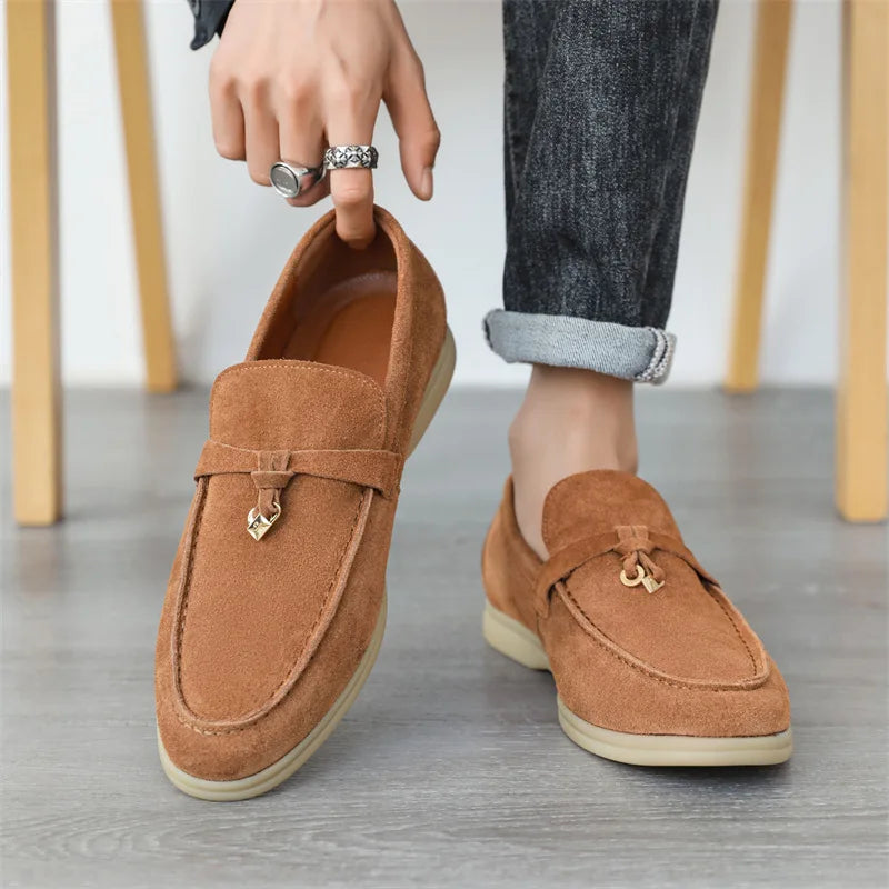 Men’s Suede Loafers with Tassels – Classic Slip On Casual Shoes