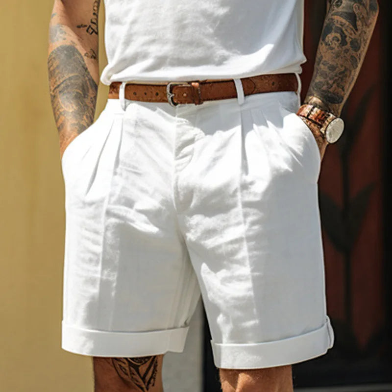 Men’s Tailored Linen Cotton Shorts Smart Lightweight-The British Gentlemen