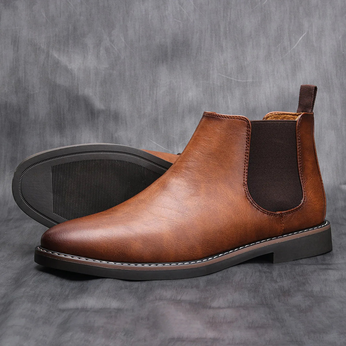 Men's Casual Slip On Vintage Leather Chelsea Boots