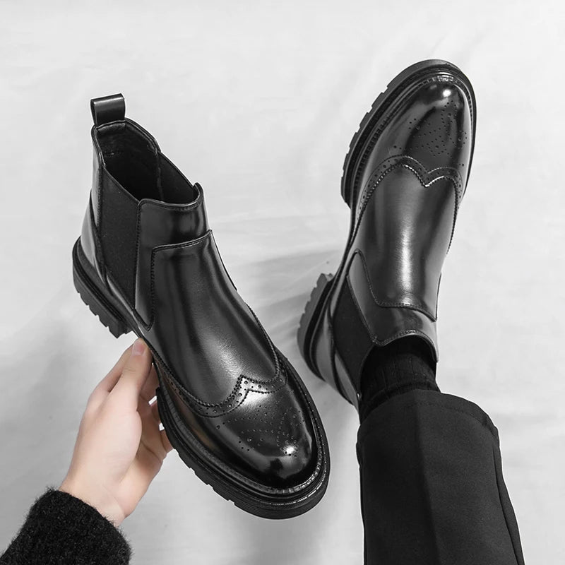 The Eastbourne Men's Smart Brogue Leather Chelsea Boots