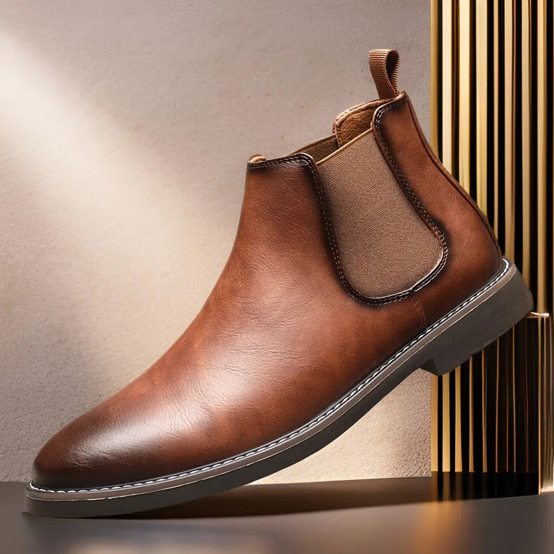 The Lothian Men&#39;s Classic Leather Slip On Chelsea Boots