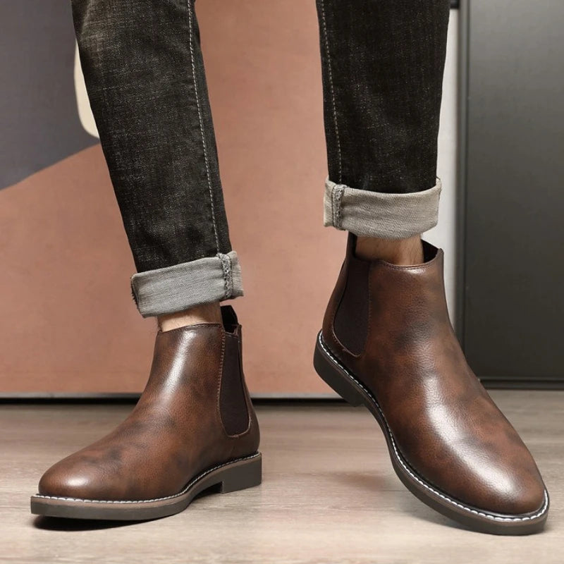 The Lothian Men's Classic Leather Slip On Chelsea Boots