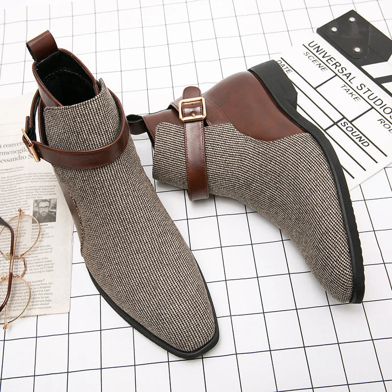 The Shetland Men's Elegant Modern Buckle Chelsea Boots
