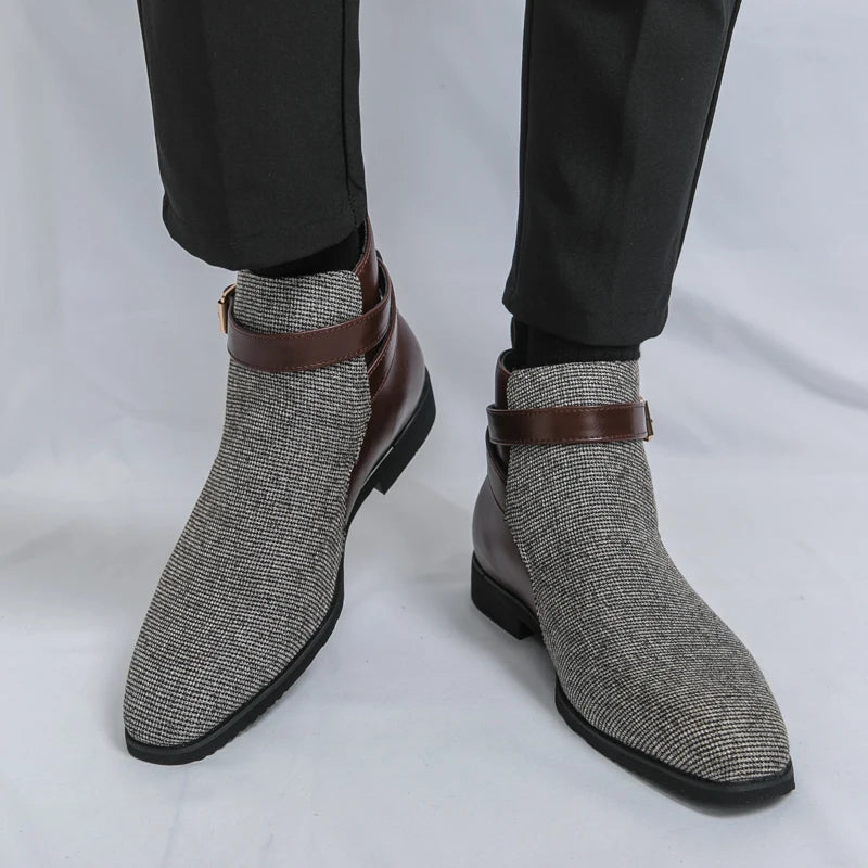 The Shetland Men's Elegant Modern Buckle Chelsea Boots
