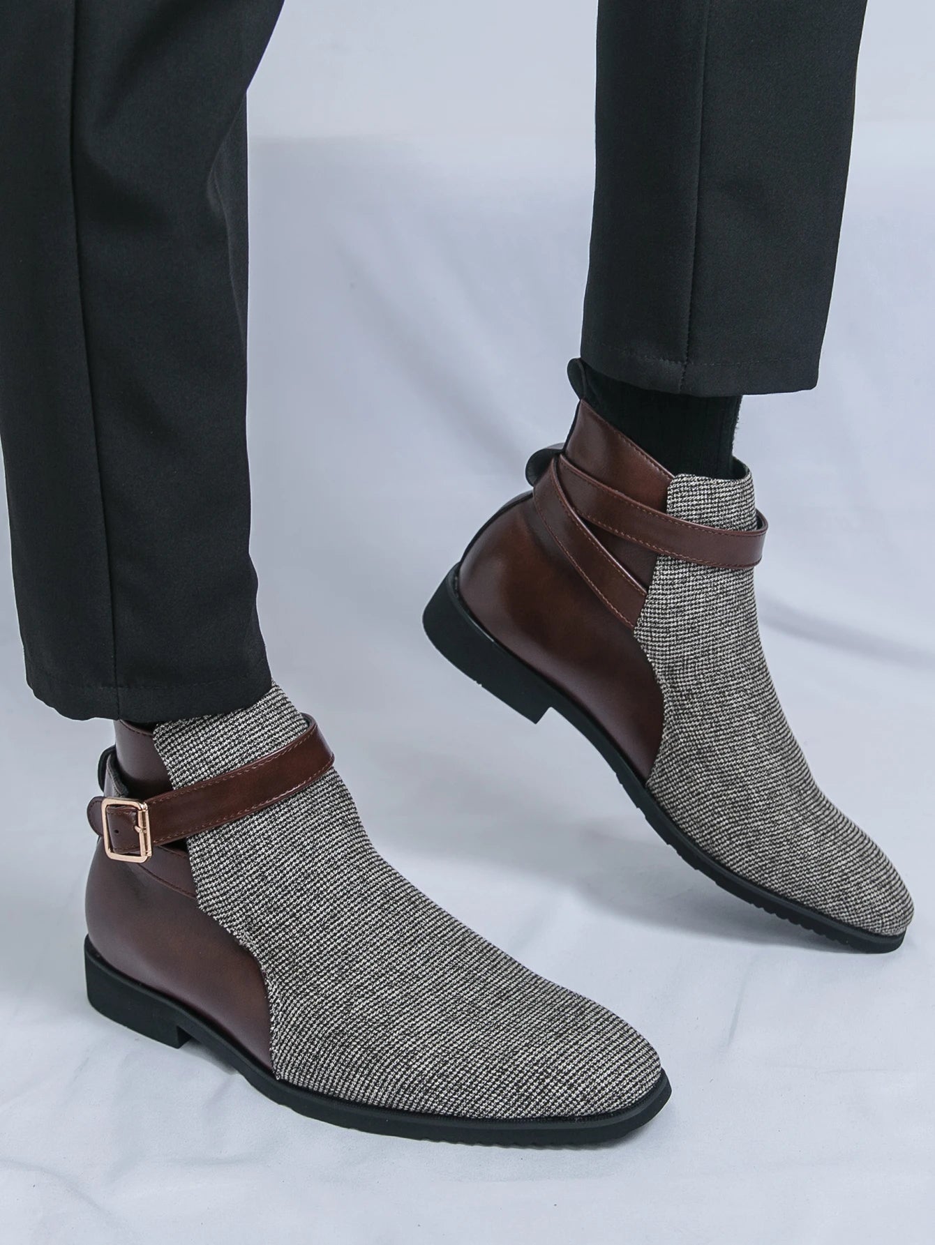 The Shetland Men's Elegant Modern Buckle Chelsea Boots