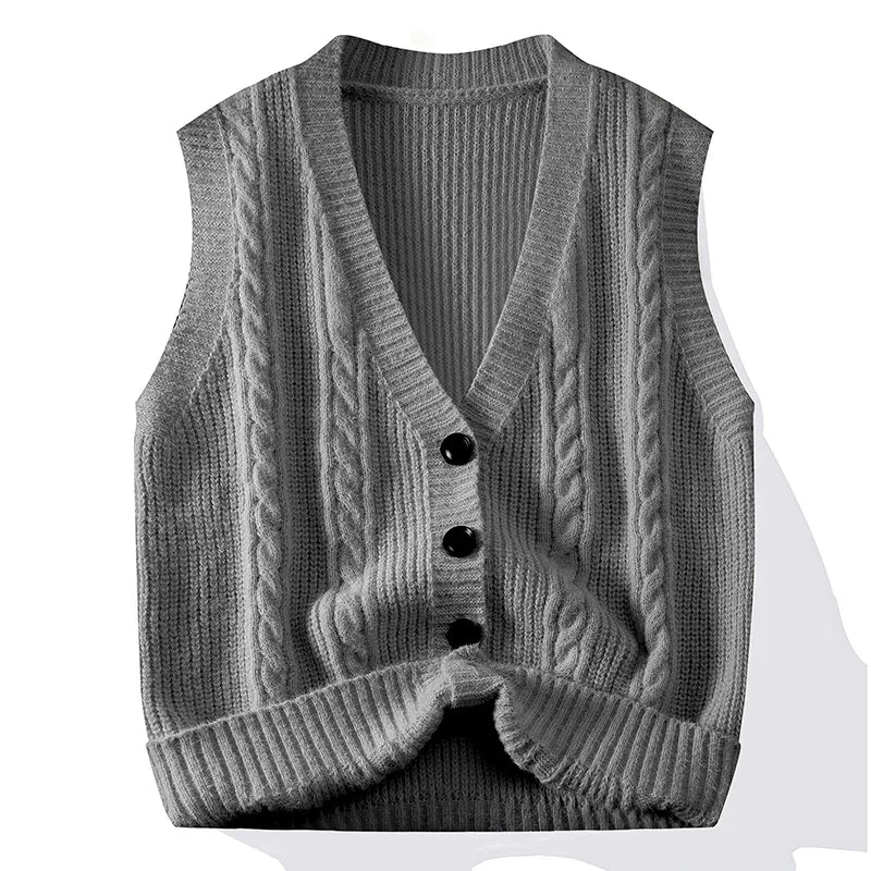 Men’s Casual Knitted Button Front Vest