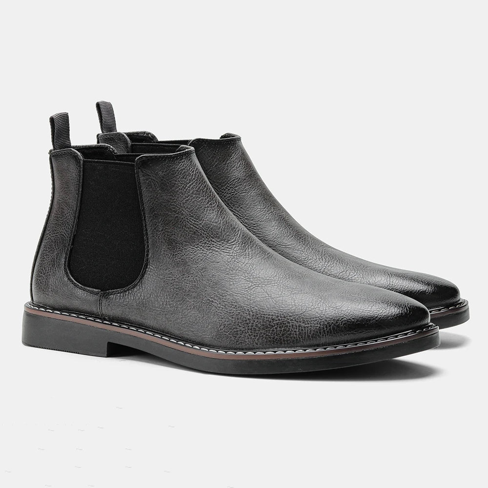 Men's Casual Slip On Vintage Leather Chelsea Boots
