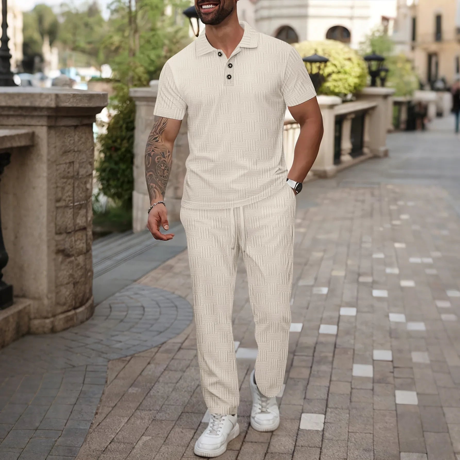 Men’s Polo Shirt and Pants Set – Casual Summer Streetwear Outfit