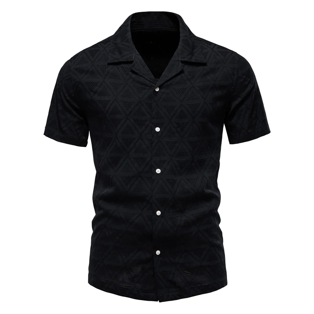 Men’s Cotton Short Sleeve Shirt – Casual Button Up Summer Top