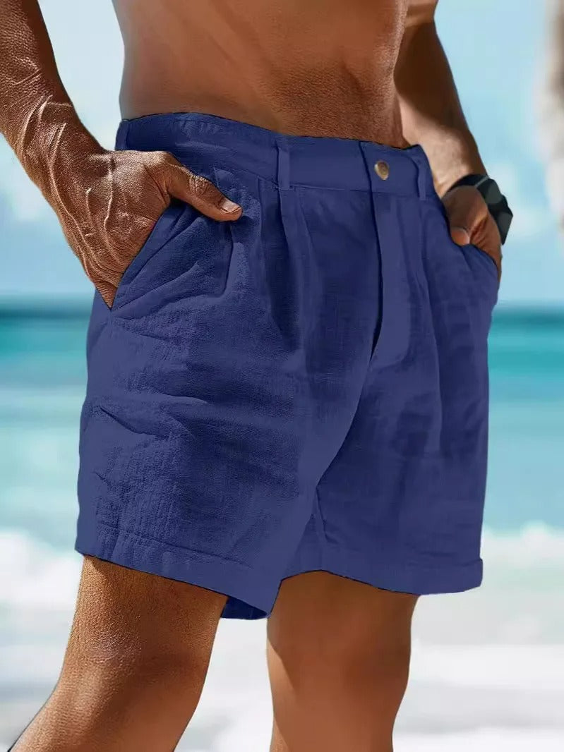 Men’s Linen Shorts – Casual Summer Beach Cotton Shorts