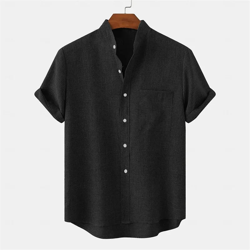 Men’s Linen Shirt Casual Summer Button Down
