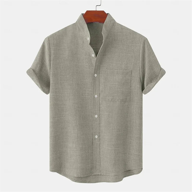 Men’s Linen Shirt Casual Summer Button Down